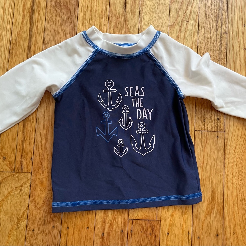 Nautical Navy and White Long Sleeve rash guard